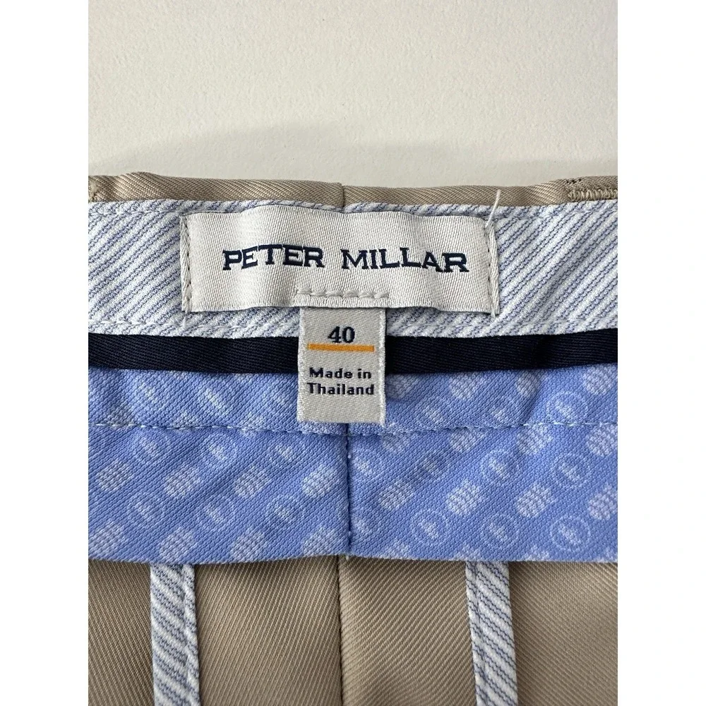 Peter Millar‎ Shorts Mens Size 40 Beige Crown Logo Golf Casual Stretch Outdoor